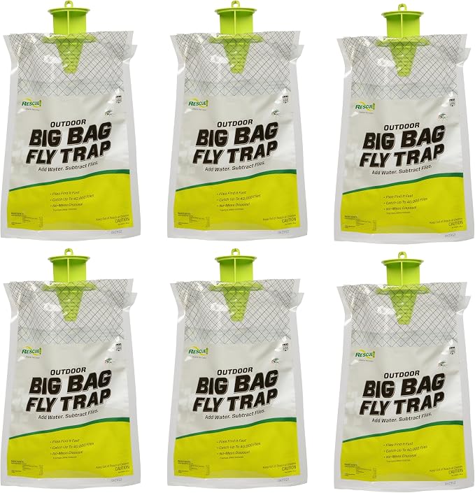RESCUE! Big Bag Fly Trap – Disposable, Outdoor Use - 6 Traps