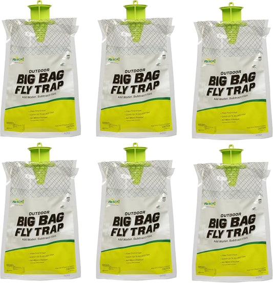 RESCUE! Big Bag Fly Trap – Disposable, Outdoor Use - 6 Traps