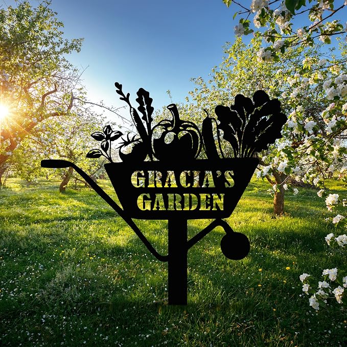 Personalized Garden Sign with Stake, Custom Metal Garden Stake for Outdoor,Customized Metal Yard Decor, Lawn Art, Farmhouse Decoration, Housewarming Gift