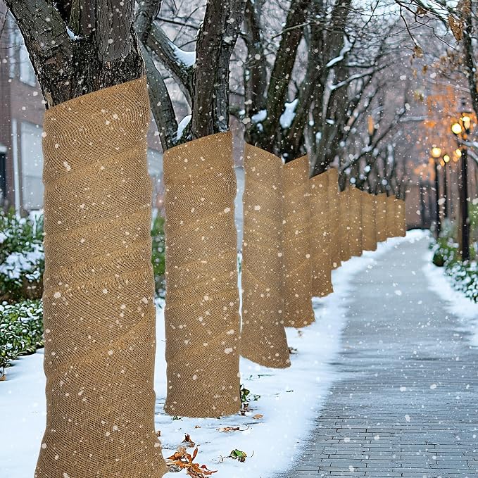 ANPHSIN 15ftx23.6in Natural Burlap Plant Covers Freeze Protection | Winter Frost Plant Blankets, Frost Cloth Tree Wrap for Outdoor Bushes Trees Potted Plants Cold Weather