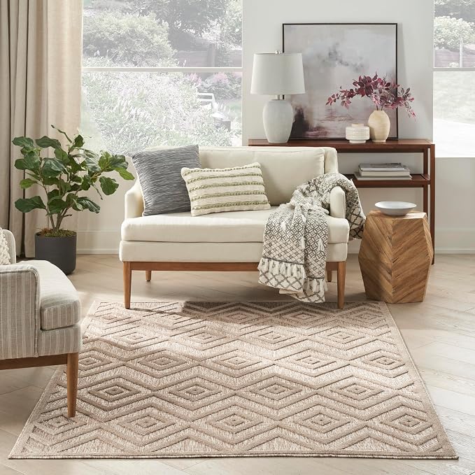 Nourison Home Versatile Natural Beige 6' x 9' Area Rug - Easy Clean, Non Shedding, Bed Room, Living Room, Dining Room, Kitchen (6' x 9')