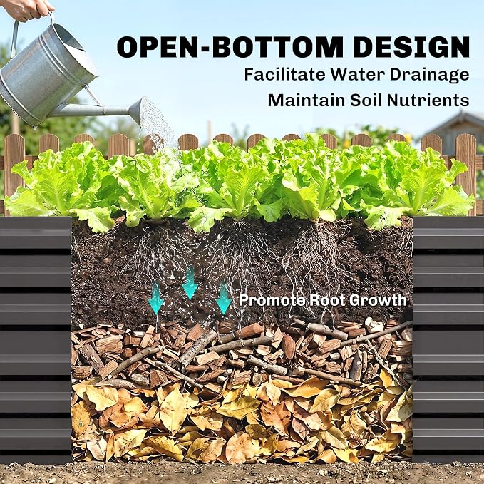 Outsunny Galvanized Raised Garden Bed Kit with Reinforcing Bars, Large and Tall Metal Planter Box for Vegetables, Flowers and Herbs, 6' x 3' x 2', Dark Gray