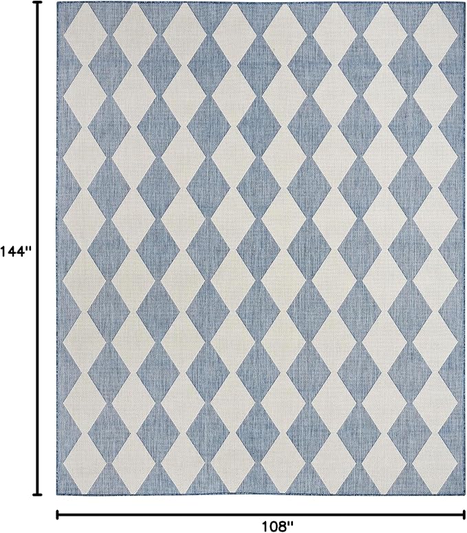 Nourison Home Positano Navy Blue 9' x 12' Area Rug - Easy Clean, Non Shedding, Bed Room, Living Room, Dining Room, Kitchen (9' x 12')