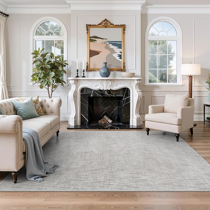 Valenrug Washable Rugs 5x7, High-Low Pile Area Rugs for Living Room, Grey | Soft Fluffy Textured Design Non Slip & Lighweight, Folable, Stain Resistant Floor Carpet Rug for Bedroom, Dining Room, Office
