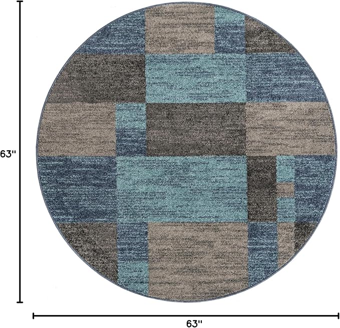 Unique Loom Autumn Collection Area Rug - Providence (5' 3" Round, Blue Gray/ Light Brown)