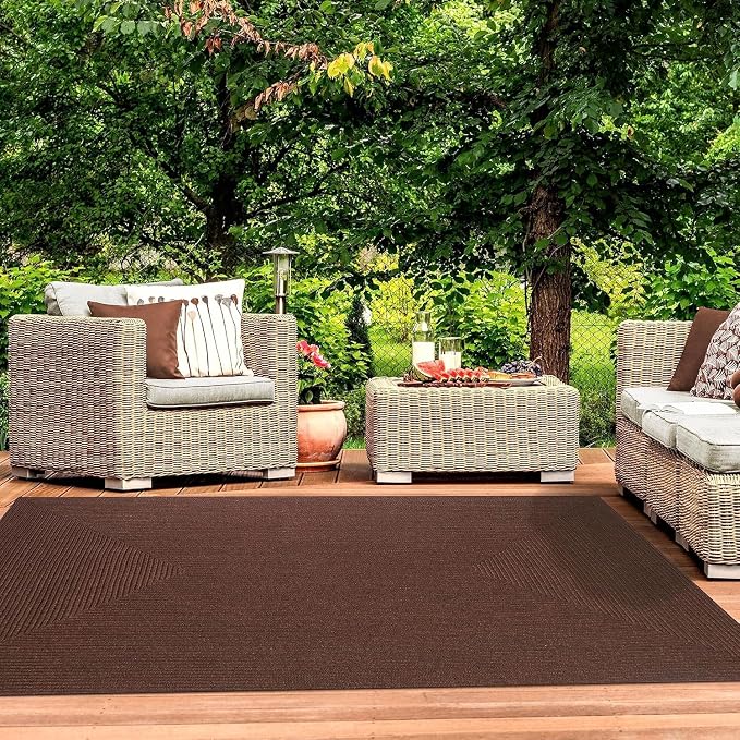 Superior Indoor Outdoor Area Rug, Handwoven Reversible Braided Home Decor for Living Room, Kitchen, Entryway, Patio, Front Porch, Deck, Modern, Boho, Farmhouse Style, 3' x 5', Cocoa