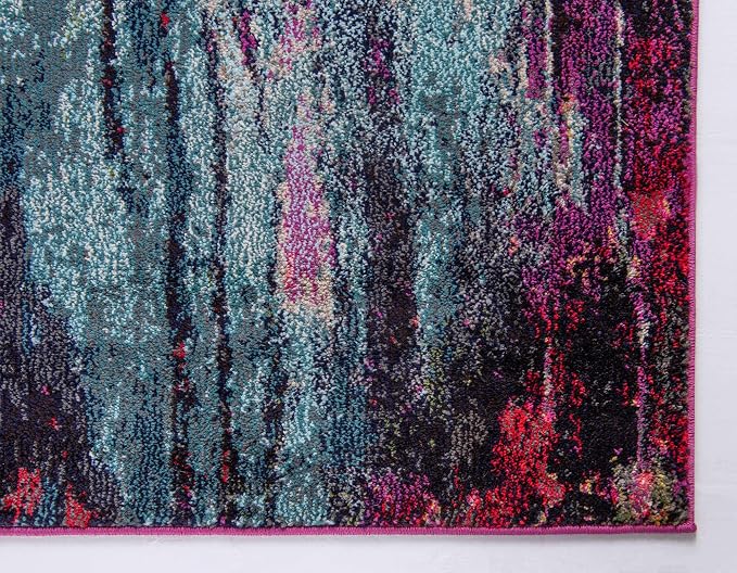Unique Loom Chromatic Collection Modern Colorful & Vibrant Abstract Area Rug For Any Home Décor (5' 0 x 8' 0 Rectangular, Multi/ Light Blue)