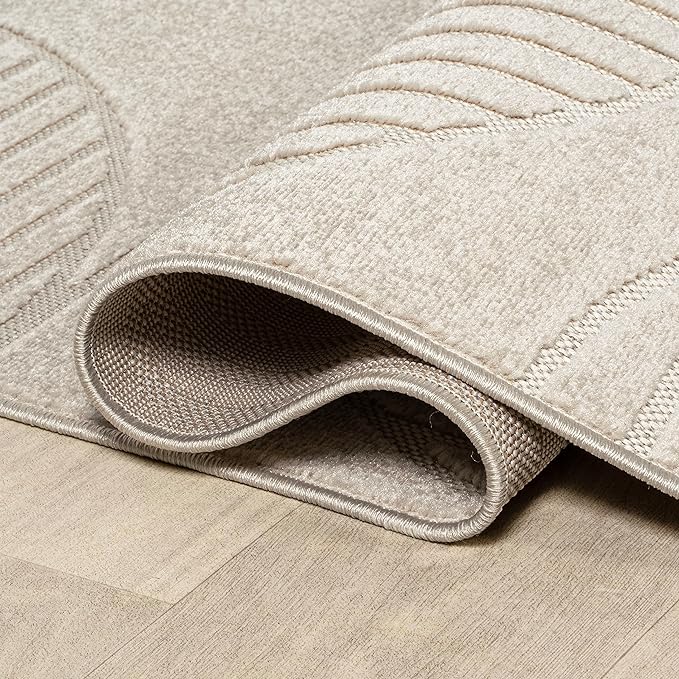 JONATHAN Y Nordby High-Low Arch Striped Ivory/Cream Indoor/Outdoor Area Rug, 3x5, Modern, Contemporary, Geometric, Bohemian, Bedroom, Kitchen,Living Room, Non Shedding (SCN104B-3)