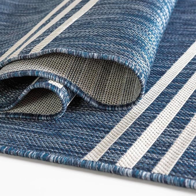 Unique Loom Outdoor Collection Area Rug - Anguilla (7' 10' Square, Blue/ Ivory)