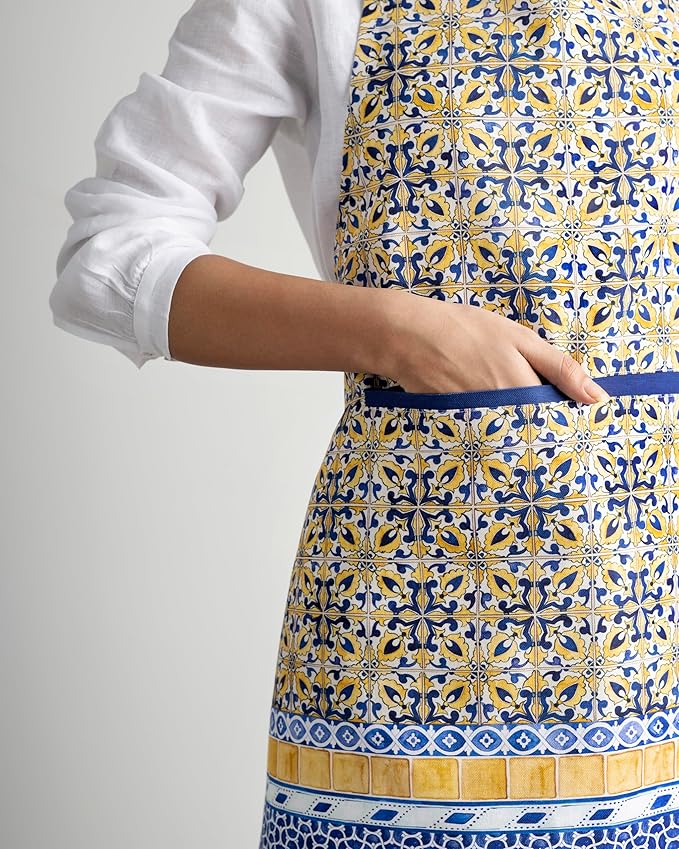 Maison d' Hermine Aprons for women with Pocket 100% Cotton (27.50"x31.50") | Adjustable Neck Strap & long ties Apron Men Chef Wedding Cooking Gardening Server Maid