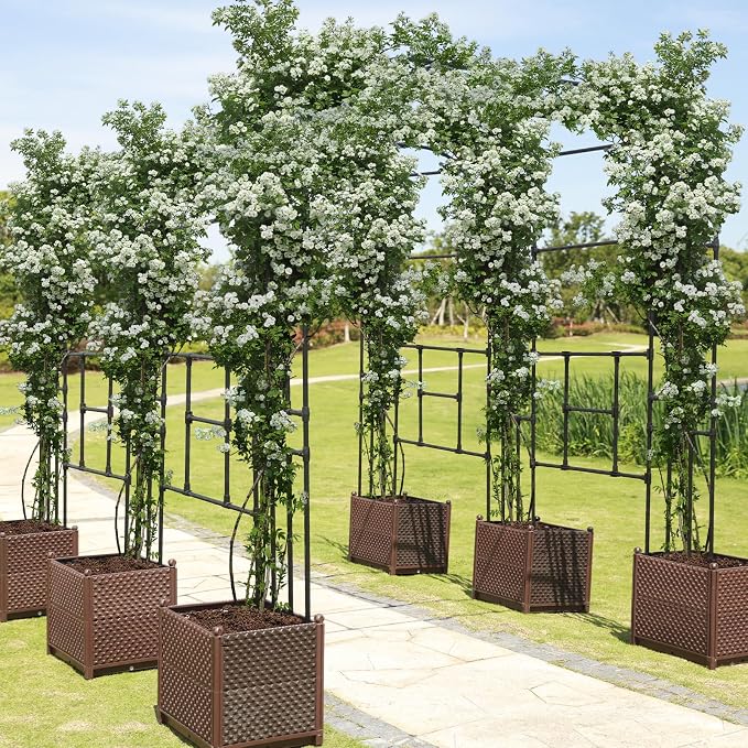 BUKLIYN Garden Arch Trellis - Length: 59in, Height: 94.5in Garden Trellis for Climbing Plants Outdoor - Garden Arch for Lawn, Party, Ceremony Wedding Decoration