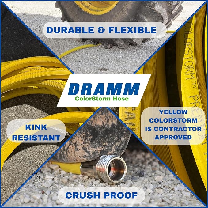 Dramm ColorStorm Premium Rubber Garden Hose – 50 ft Heavy Duty 5/8" Water Hose – Kink Resistant, Crush-Proof Nickel-Plated Couplings – Made in USA - Berry