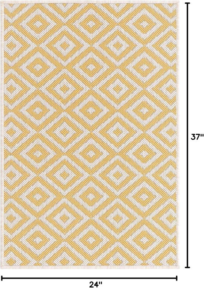 Unique Loom Jill Zarin Outdoor Collection Area Rug - Costa Rica (2' x 3' 1'' Rectangle, Yellow Ivory/ Ivory)