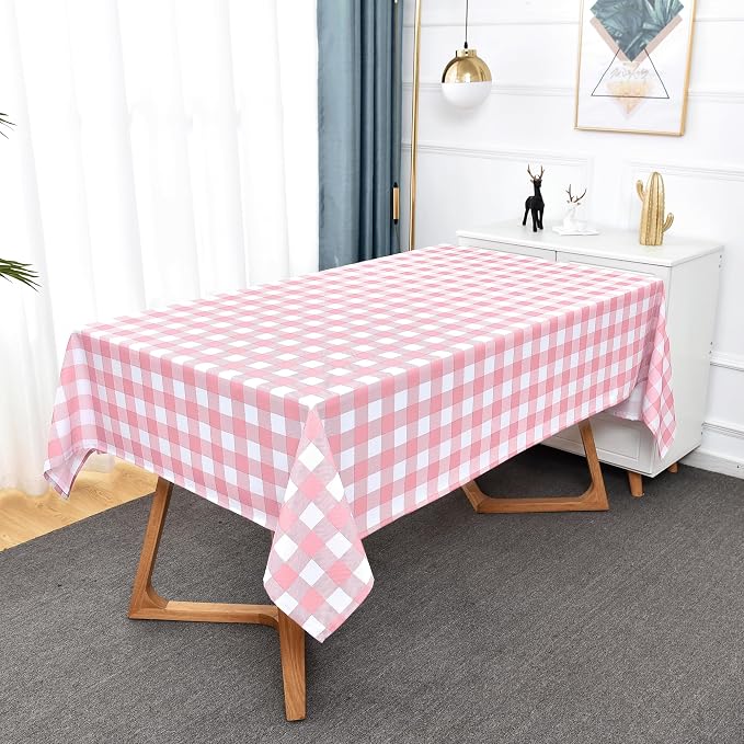 Waterproof Plaid Tablecloth Fabric - Square 25x25 Inch Classic Gingham Checker Buffalo Table Cover for BBQs, Parties