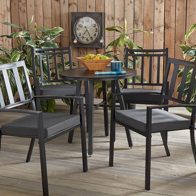 Indoor/Outdoor Chair Pads in Sunbrella Fabric – 17''x17'' Patio Seat Cushions with Foam Insert, Removable Reversible Cover & Ties for Patio Dining Chairs – Set of 2 or 4, Canvas Coal