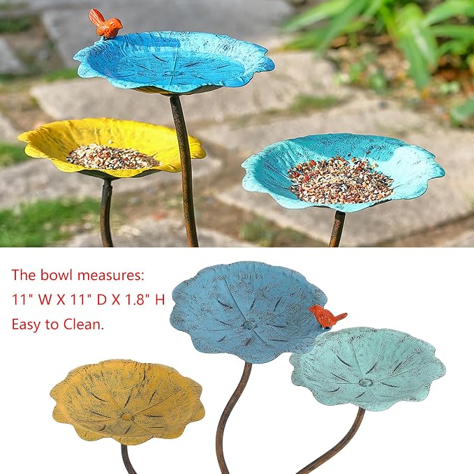 Cast Iron Pedestal Bird Bath Feeder Combo for Outside, Heavy Duty Outdoor Bird Bath/Feeder for Wildlife, Stable and Easy to Clean Birdbath