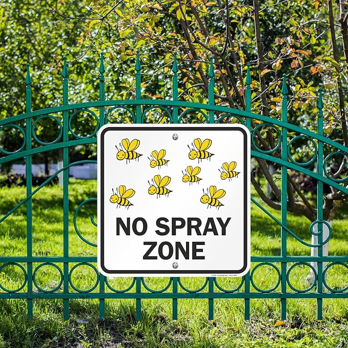 SmartSign 18 x 18 inch “No Spray Zone” Metal Sign with Pre-Cleared Holes, 80 mil Laminated Rustproof Aluminum, Black and Yellow, Made in USA