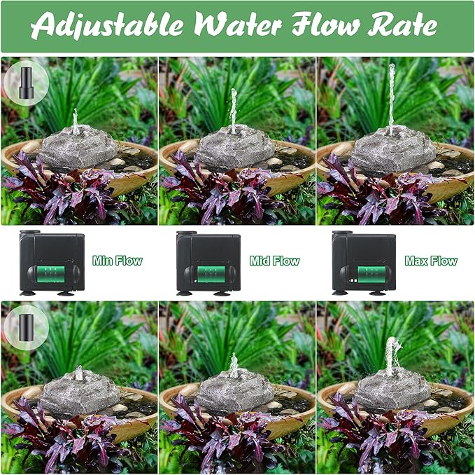 Saillong Bird Bath Water Fountain with Electric Pump, Granite Air Pump Rock for Bird, Rock Waterfall Fountain, Feeder, Aquariums, Fish Tank(Gray)