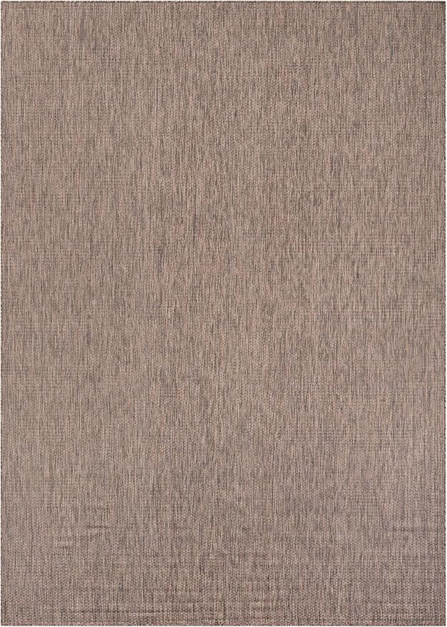 Unique Loom Outdoor Solid Collection Area Rug (10' x 14' 1" Rectangle Light Brown/Ivory)