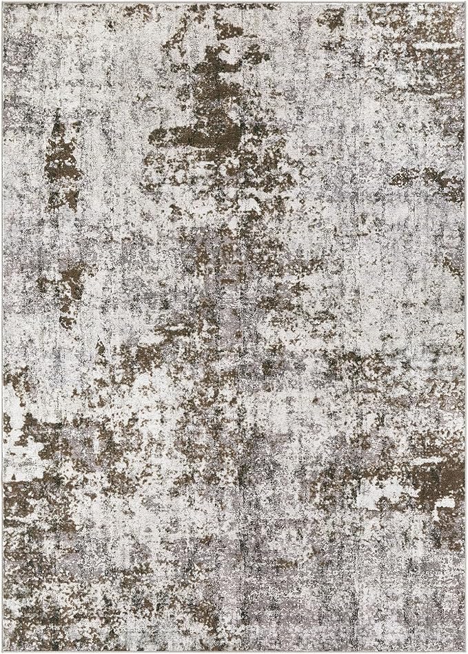 DMOYEST 8x10 Area Rug for Living Room Washable Abstract Indoor Carpet | Neutral Modern Low Pile Rugs Kid & Pet Friendly Large Soft Thin Carpet for Bedroom Dining Room - Dark Brown