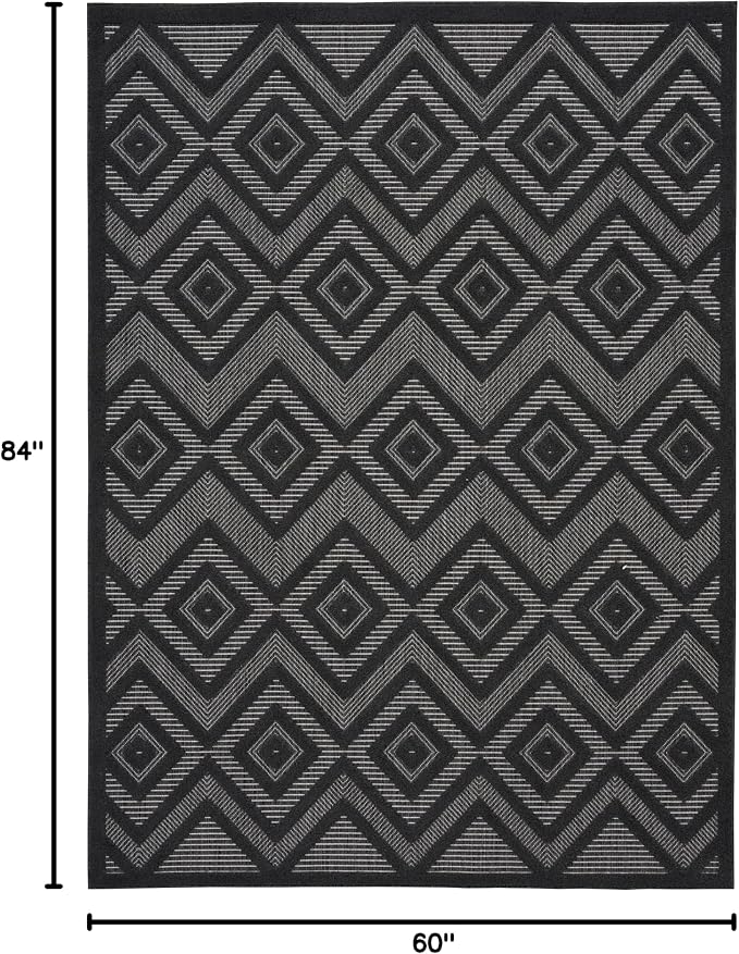 Nourison Home Versatile Charcoal Black 5' x 7' Area Rug - Easy Clean, Non Shedding, Bed Room, Living Room, Dining Room, Kitchen (5' x 7')
