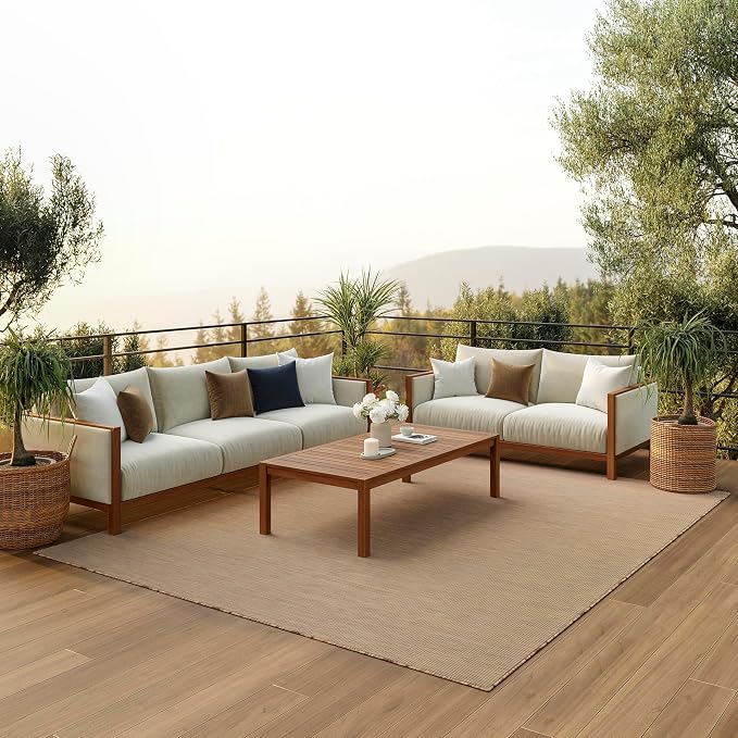 Nourison Home Positano Jute 9' x 12' Area Rug - Easy Clean, Non Shedding, Bed Room, Living Room, Dining Room, Kitchen (9' x 12')