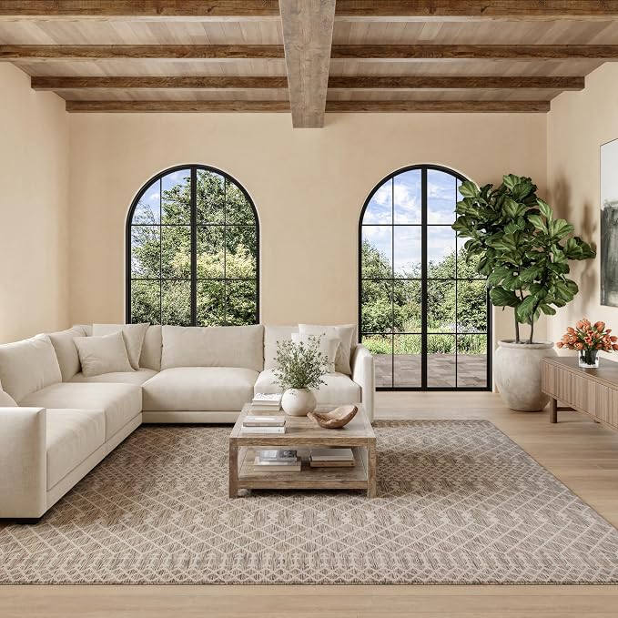 Nourison Home Positano Light Grey 8' x Square Area Rug - Easy Clean, Non Shedding, Bed Room, Living Room, Dining Room, Kitchen (8' x Square)