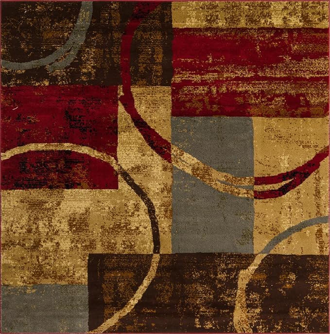 Unique Loom Barista Collection Area Rug - Kouillou (7' 1" Square, Multi/Brown)