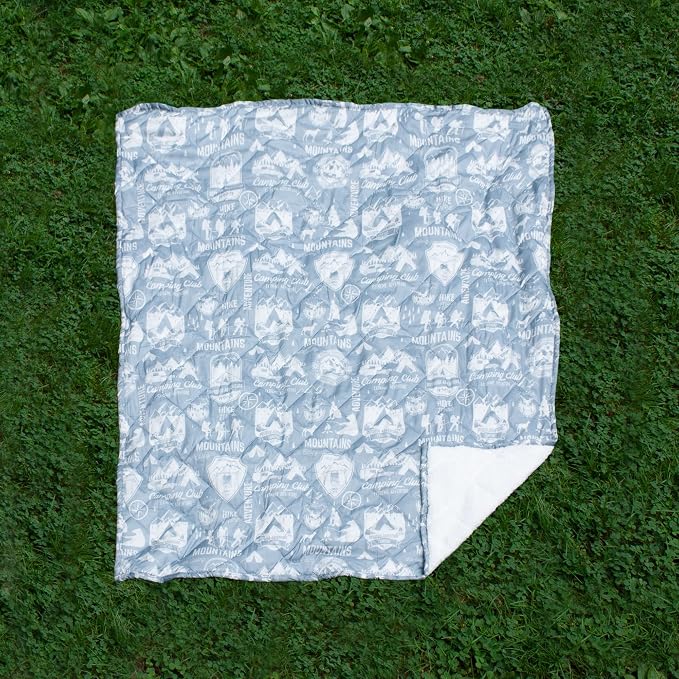 Cathay Home Coleman Indoor Outdoor Reversible Water Resistant and Sherpa Throw Blanket 50x60 Inch