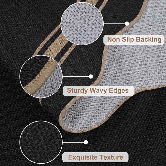 Scalloped Easy Jute 3x5 Outdoor Rug Washable Non Slip Rug for Entryway Indoor Outdoor Farmhouse Neutral Scalloped Carpet for Backyard Patio Proch Living Room