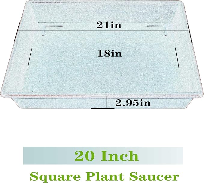 NIMYAU Square Plant Saucer 20 Inch 2 Pack, Large Plant Trays for Pots Heavy Duty Plastic Plant Saucers for Indoors Outdoors, Flower Pot No Holes Plant Lover Gardening Gifts
