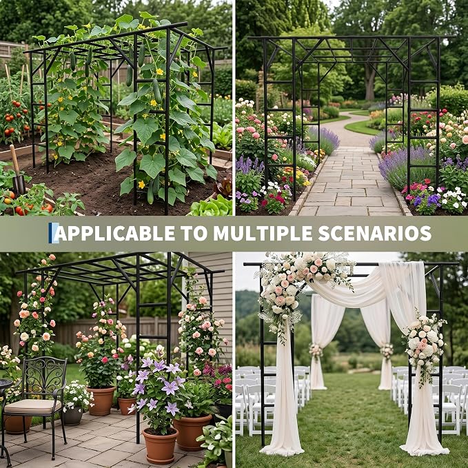 Large Grape Vine & Cucumber Trellis, 132x93x81 inches Large Outdoor Garden Arch Trellis, Outdoor Plant Stand, Plant Climbing Display Rack for Courtyard and Garden Decoration