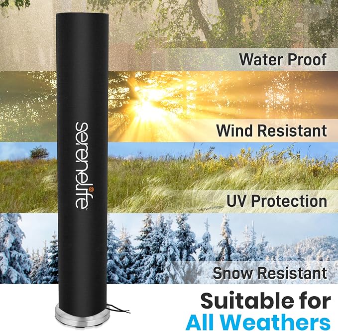 SereneLife Patio Heater Cover for SLOHT52 Infrared Outdoor Electric Space Heater, Heavy Duty Propane Heater Cover, Durable, Tearproof, Waterproof Dustproof, Wind/Sun/Snow Resistant