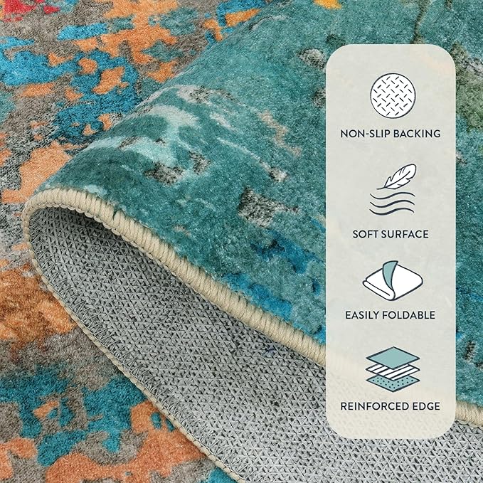 Lahome 2x3 Rugs for Entryway Indoor Entrance, Small Kitchen Rug Non Slip Washable Front Door Mat, Soft Doormat Stain Resistant Throw Carpet for Bathroom Bedroom Modern Colorful