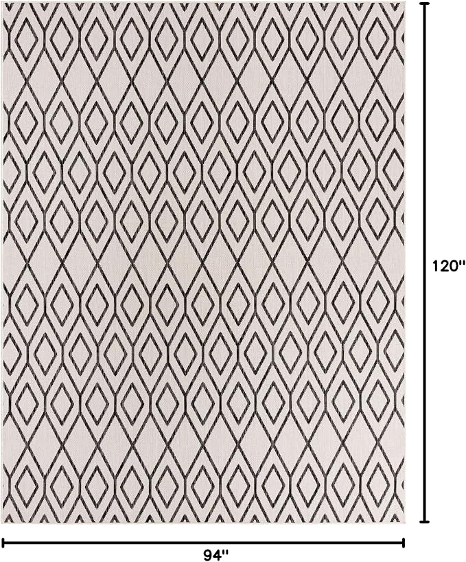 Jill Zarin Outdoor Collection Area Rug - Turks and Caicos (7' 10" x 10' Rectangle Ivory/Black)