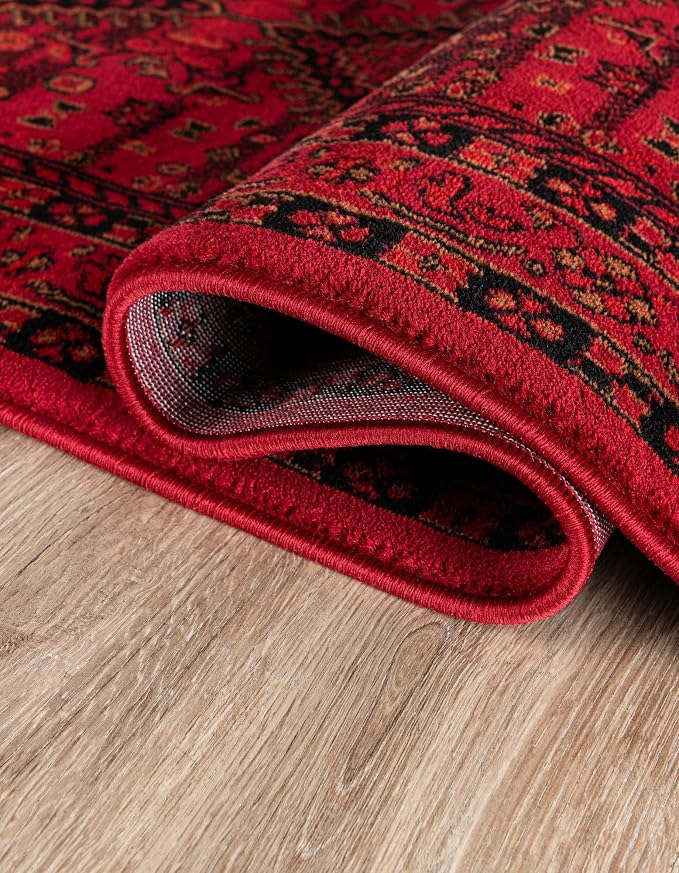 Unique Loom Tekke Collection Area Rug - Sheibani (3' 3" x 5' 3" Rectangle, Red/ Black)
