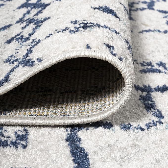 JONATHAN Y Boho Vintage Diamond Cream/Navy Indoor Area Rug 4X6 ft, Moroccan Hype for Living Room, Bedroom, Kitchen, Office, Easy-Cleaning, High Traffic, Pet-Friendly, Non-Shedding (MOH101F-4)