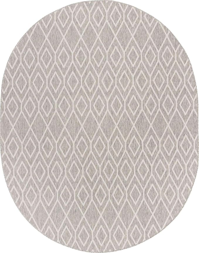 Jill Zarin Outdoor Collection Area Rug - Turks and Caicos (7' 10" x 10' Oval Gray Cream/Cream)