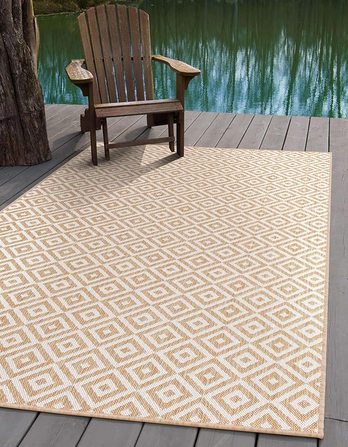 Unique Loom Outdoor Collection Area Rug - Costa Rica (2' 2" x 3' 1" Rectangle, Beige/ Cream)