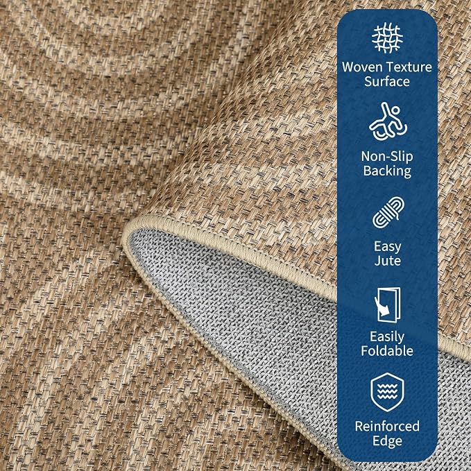 Garvee 8x10 Modern Abstract Washable Rugs for Living Room Bedroom Rug | Natural Rainbow Area Rug Stain Resistant Easy Cleaning Throw Rugs Low Pile Floor Cover for Nursery Dining Room Apartment