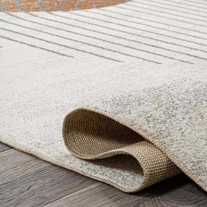 JONATHAN Y Machine Washable Cream/Terra Runner Rug 2X8 ft, Kallax Geometric Modern Low-Pile for Living Room, Bedroom, Kitchen, Office, Easy-Cleaning, Pet-Friendly, Non-Shedding WSH311A-28