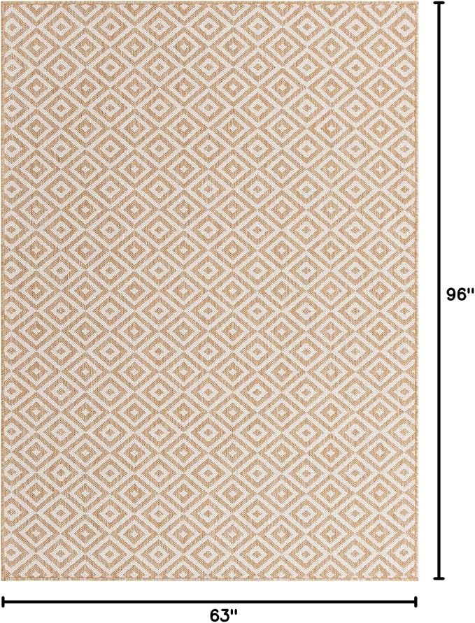 Unique Loom Outdoor Collection Area Rug - Costa Rica (5' 3" x 8' Rectangle, Beige/ Cream)
