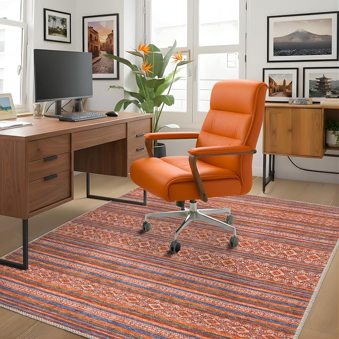 Sacred Artisans Boho 3x5 Area Rug for Entry, Kitchen, Mudroom and Foyer | Washable, Pet Friendly, Durable and Low Pile (Kilim, 3' x 5')