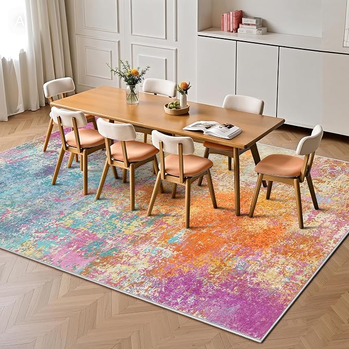 5x7 Area Rugs, Abstract Modern Ultra Soft Washable Rug, Non Slip Carpet with Rubber Back Stain Resistance Rugs for Living Room, Bedroom, Dining Room Decor(Starlight)
