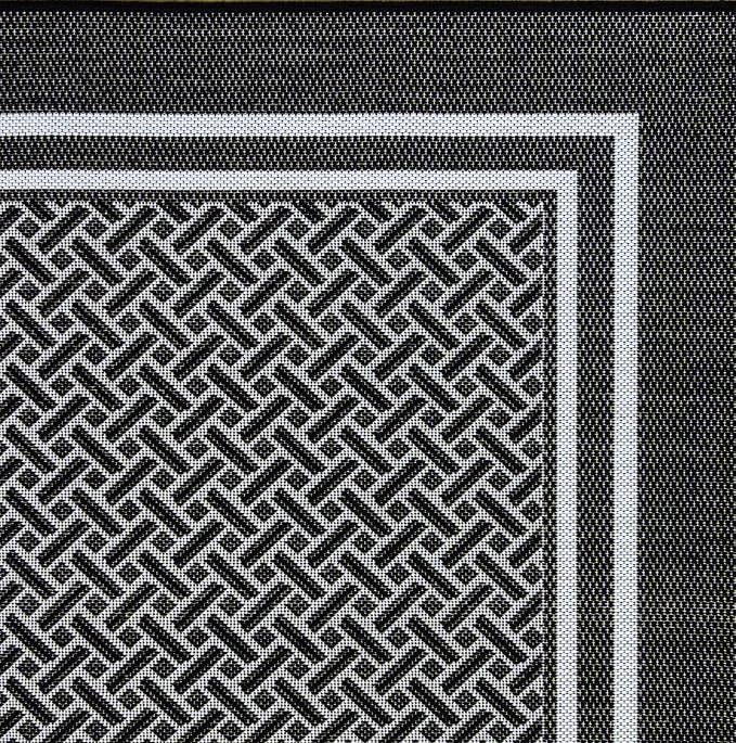 Gertmenian Indoor/Outdoor Flatweave Area Rug - 8x10 Large, Stain & UV Resistant, Ideal for Deck, Patio, Poolside, Mudroom - Border, Black and White, 22257