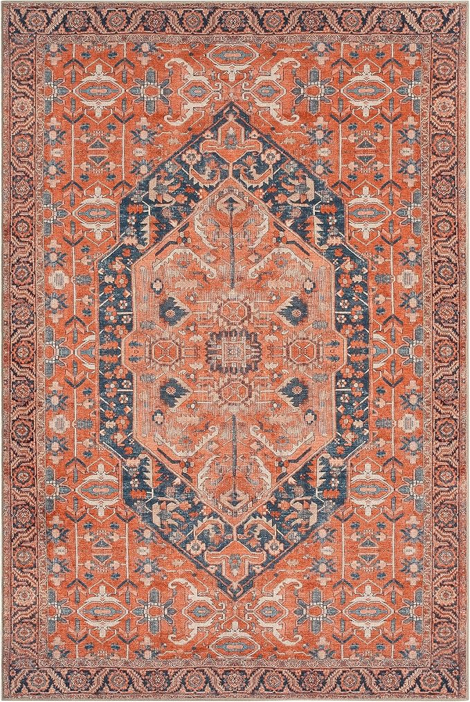 Keen Home Design 10x14 Rug - Machine Washable Area Rug with Non-Slip Backing, Ideal for Living Room, Dining Room, Bedroom - Vintage, Easy Clean, Durable, Low Pile Rug - (9'7" x 14')