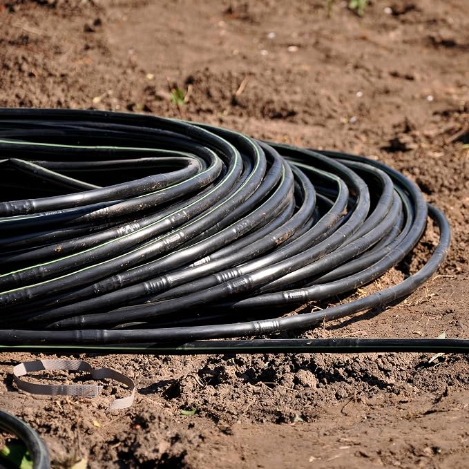 (50' ft Roll) - USA Made - 1/4-Inch x Irrigation/Hydroponics Dripline with 6-Inch Emitter Spacing (Brown) (50' Foot Roll)