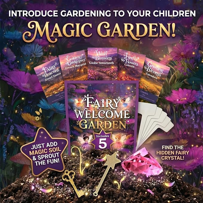 Fairy Garden Seed Kit – Flower Seeds Kit for a Magical Blooming Surprise – Wildflower Seeds for Pollinators, Butterfly Garden Starter, Indoor or Outdoor Planting - Introduce Kids to Gardening