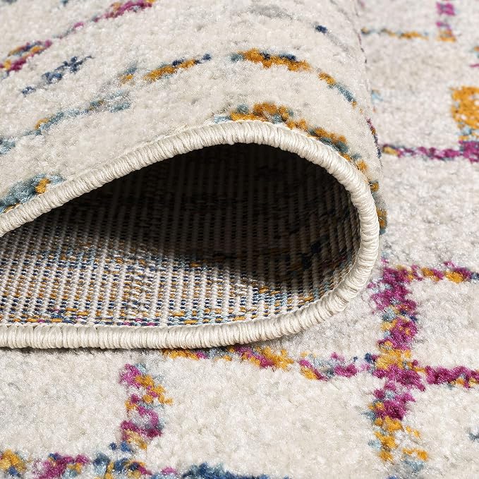 JONATHAN Y Boho Vintage Diamond Ivory/Multi Indoor Area Rug 5X8 ft, Moroccan Hype for Living Room, Bedroom, Kitchen, Office, Easy-Cleaning, High Traffic, Pet-Friendly, Non-Shedding (MOH101E-5)