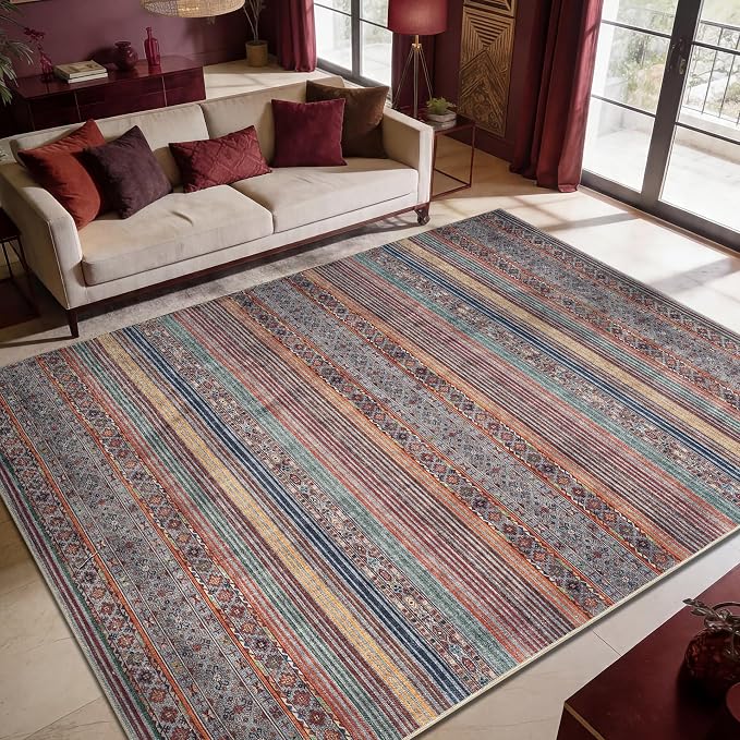 Keen Home Design 10x14 Rug - Machine Washable Area Rug with Non-Slip Backing, Ideal for Living Room, Dining Room, Bedroom - Vintage, Easy Clean, Durable, Low Pile Rug - (9'7" x 14')